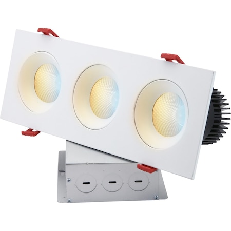 Sunlite 3.5in LED 36W 2270 Lm Canless CCT 27K/30K/35K/40K/50K Dimmable Three Head Gimbal Regressed DownLght 85609-SU